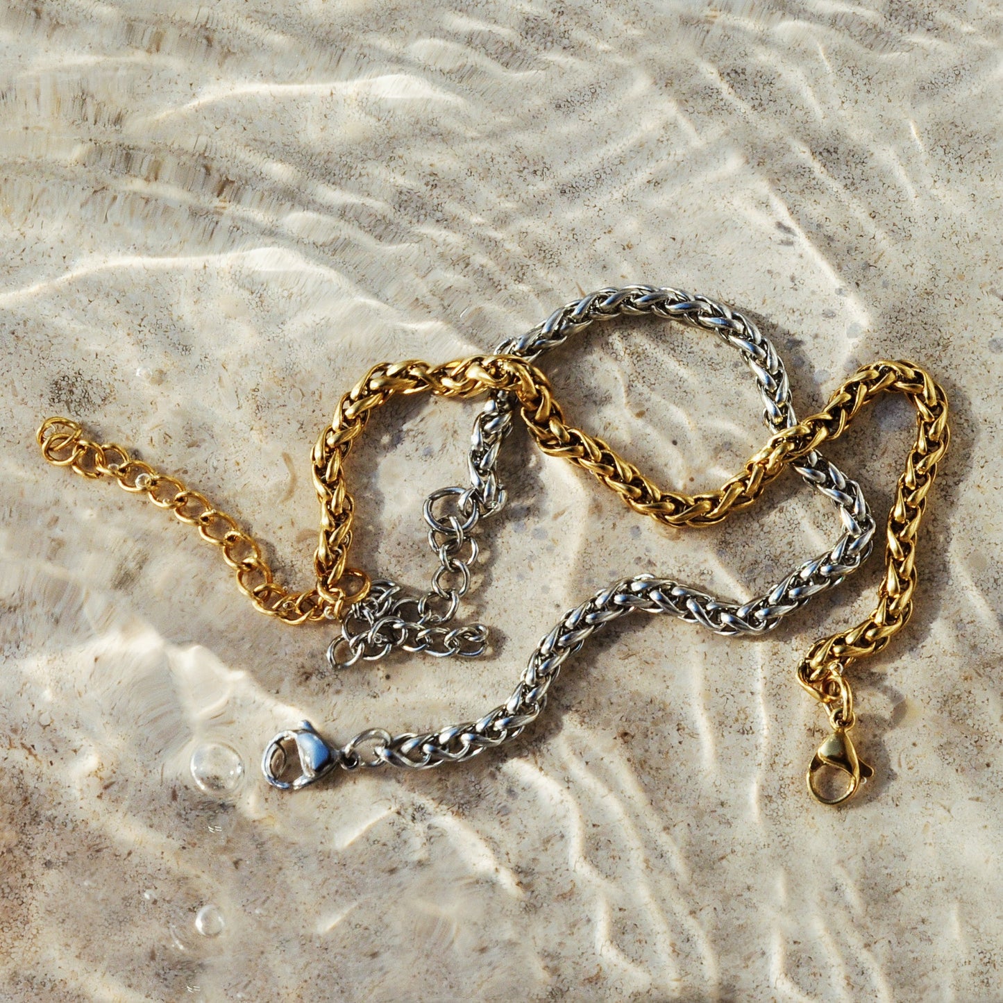 pulseira dourada e prateada aço inox my golden girl joalheria bijuteria