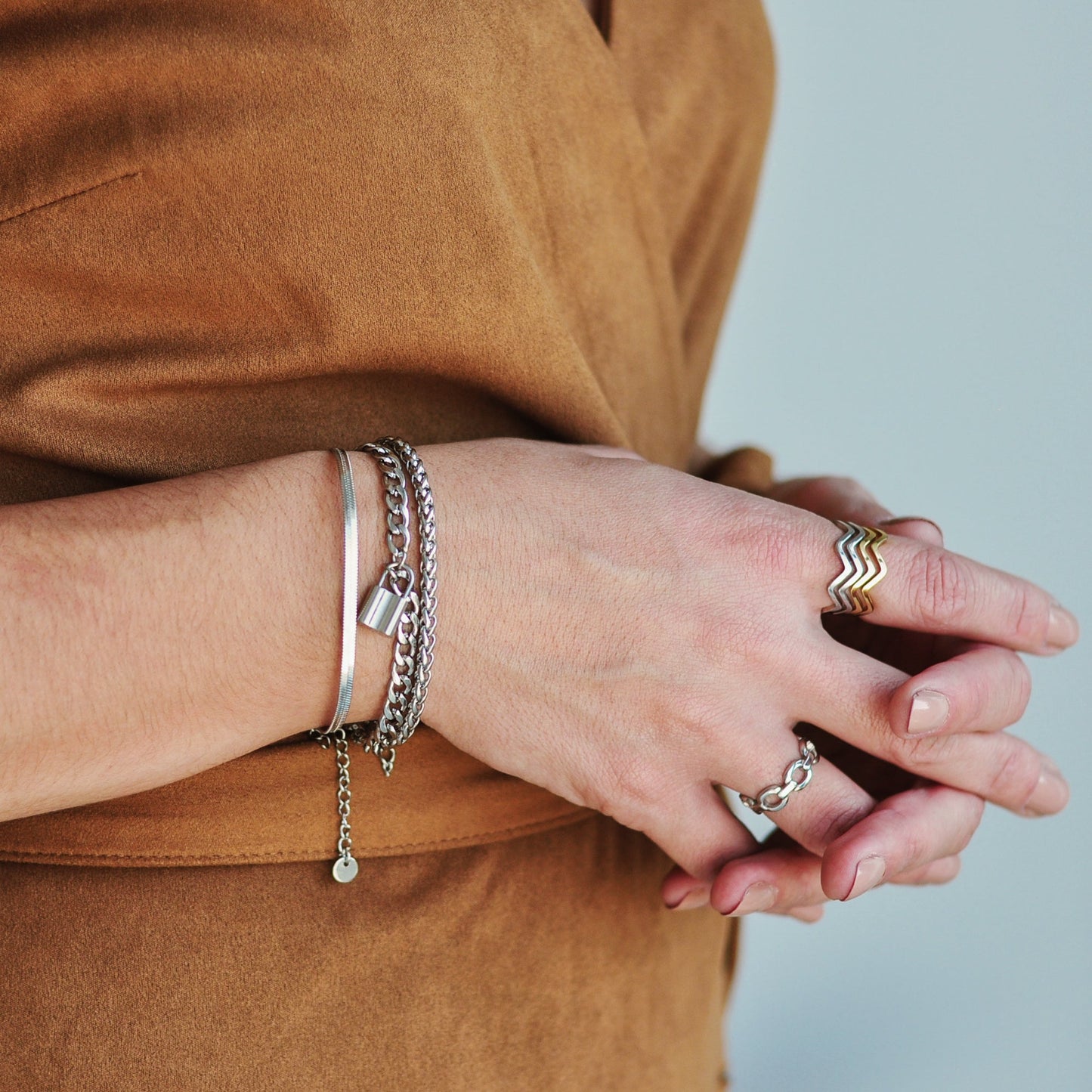 pulseira prateada aço inox my golden girl joalheria bijuteria