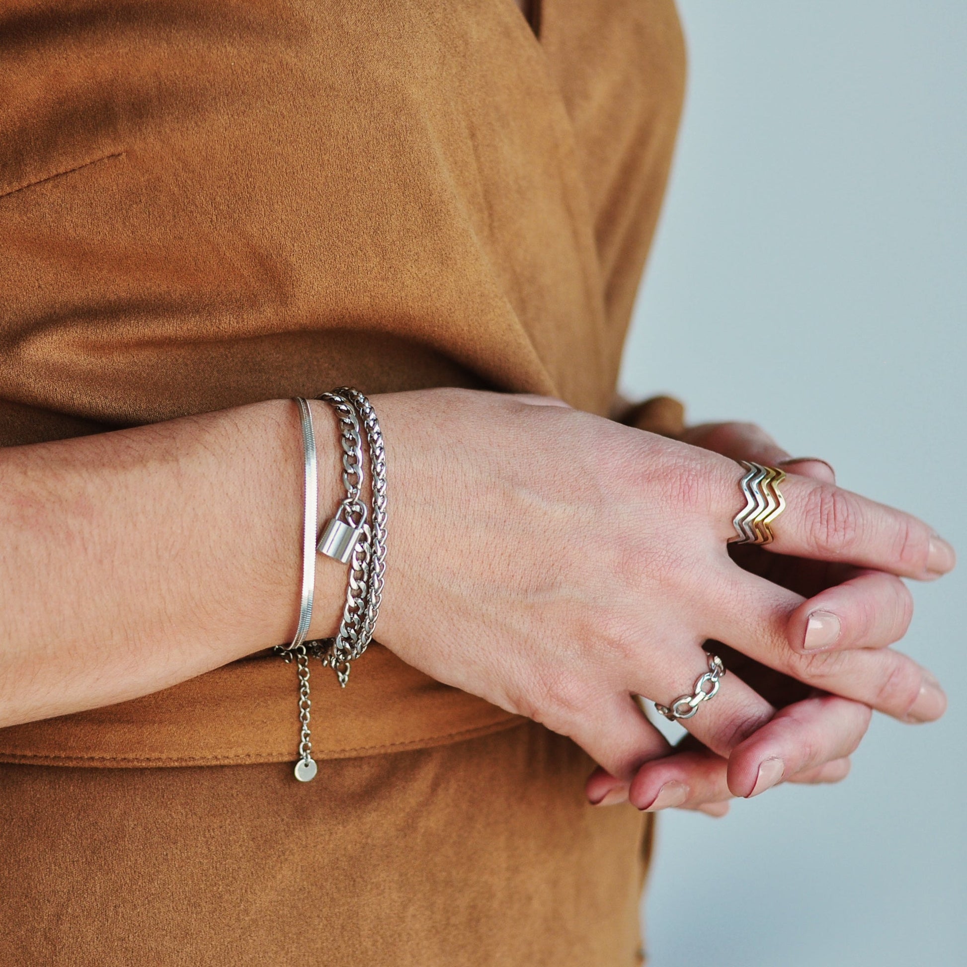 pulseira prateada aço inox my golden girl joalheria bijuteria