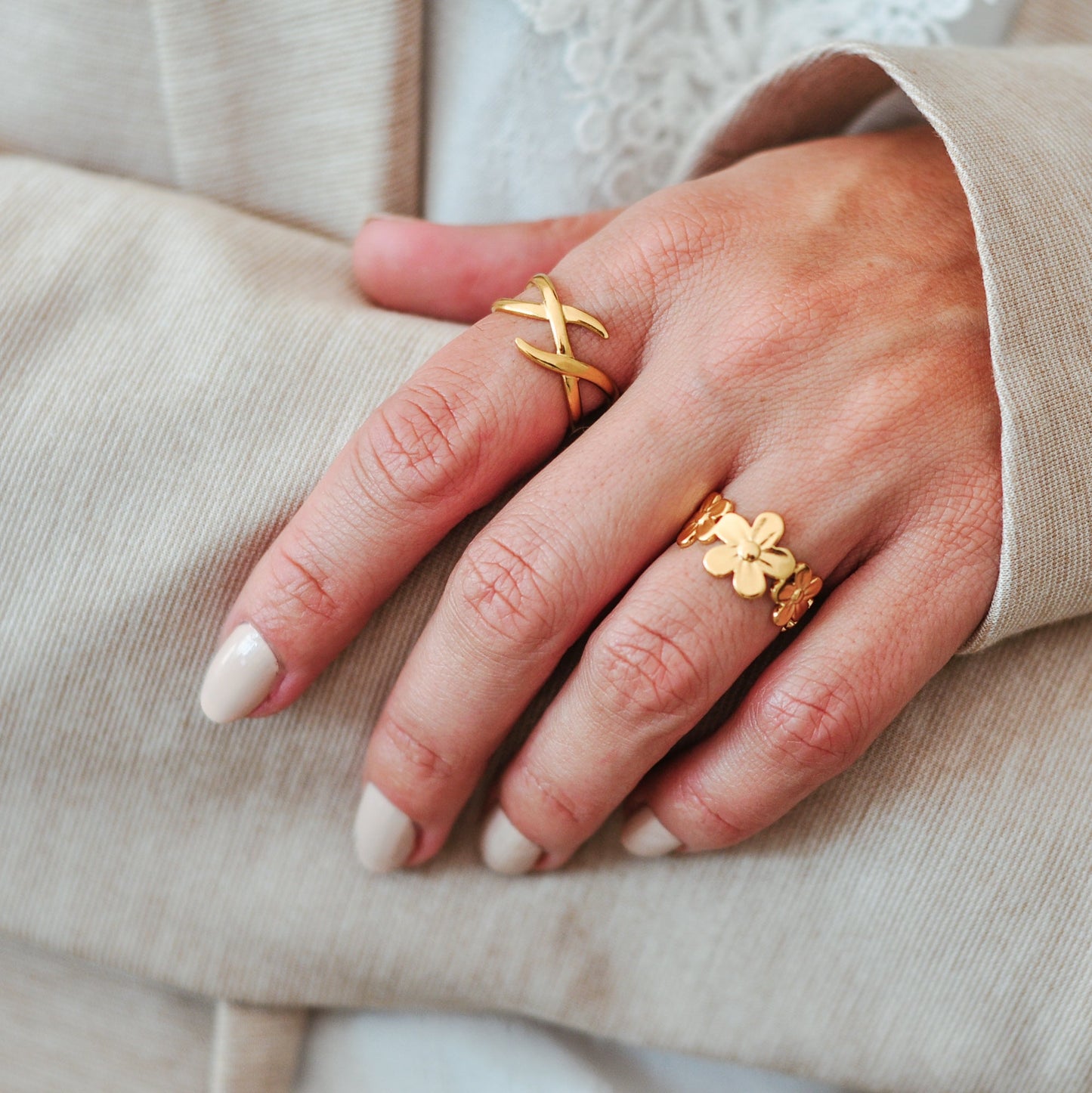 anel dourado e prateado aço inox my golden girl joalheria bijuteria