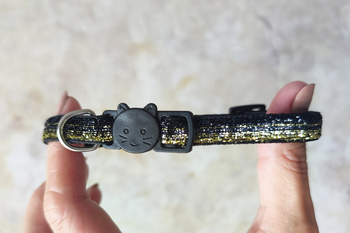 Coleira Shiny Black&Gold Mini