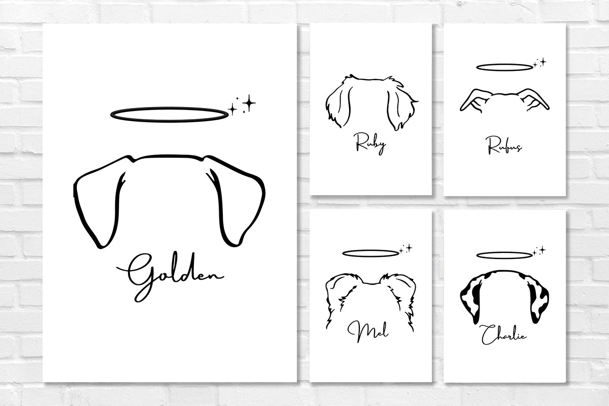 Quadro ilustração orelhas | Memorial cão